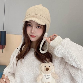 귀달이 후면 밴딩 처리 여자 군밤 모자 패셔너블 투컬러 귀여운 겨울 캠핑 코디