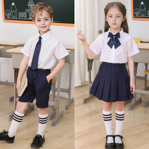 스쿨 베이직 네이비 교복세트(상의 하의 타이) 남아