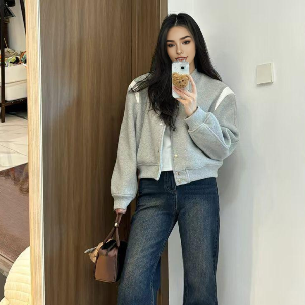 코코로안 야구점퍼 스타일리쉬룩 캐쥬얼 잠바 그레이 아우터 가을 점퍼 겨울 아우터