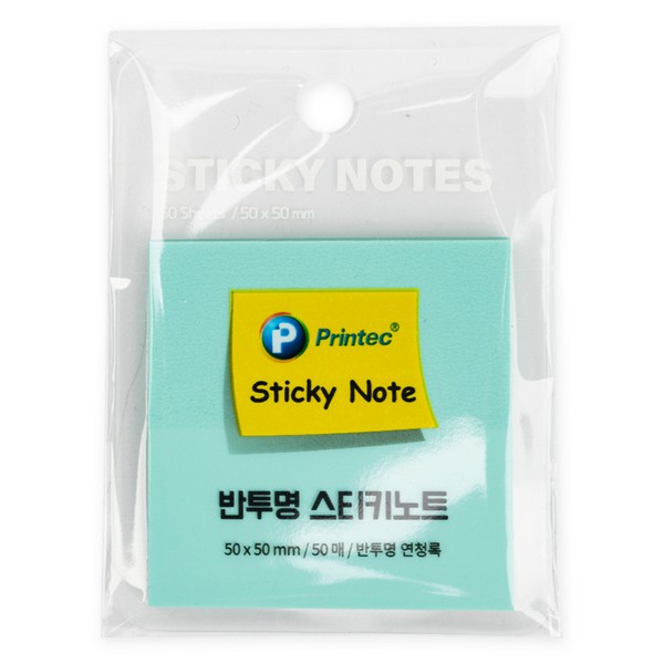 프린텍 반투명 스티키노트 CL5050G 연청록 50매50x50