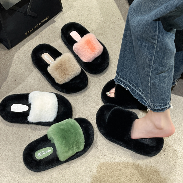 린베라 겨울 퍼 슬리퍼 여성 사무실 사무용 털 실내화 실내 여자 신발