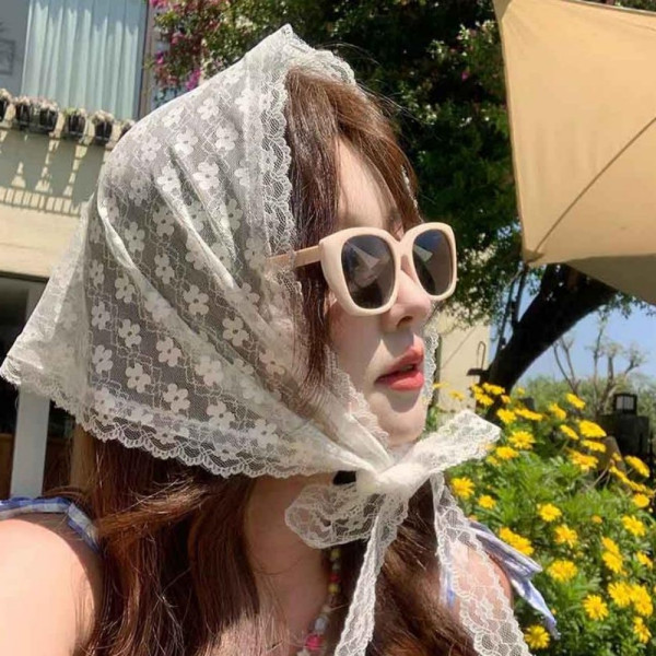 잔솔 레이스 헤어스카프 헤드 커치프 머리띠밴드 터번