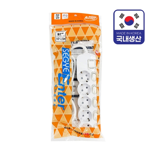 세계 멀티탭 개별 절전 5구 2 5m 국내생산 16A 박스 25개