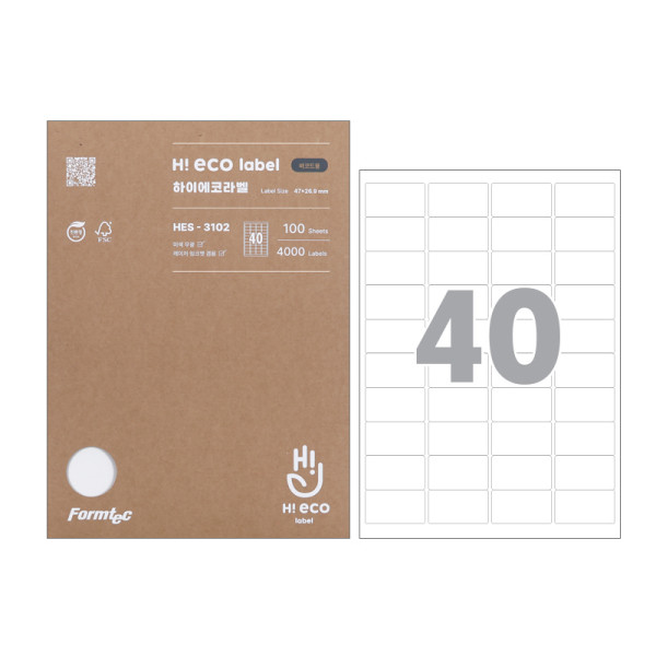 폼텍 하이에코 바코드용라벨 HES-3102 A4 100매