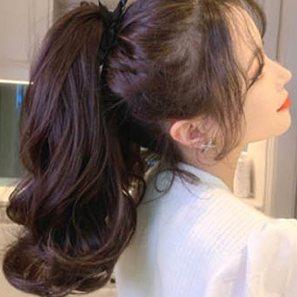포니테일가발 풍성한 머리숱 부분가발 웨이브 물결 묶음머리부분 똑딱이핀 간편스타일