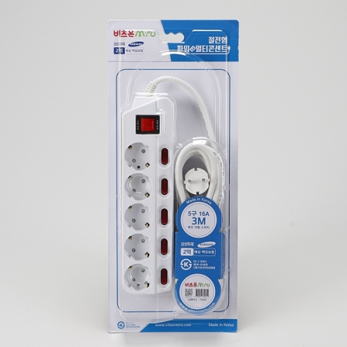 비츠온 멀티코드 개별 메인 5구 3M 16A브리스터