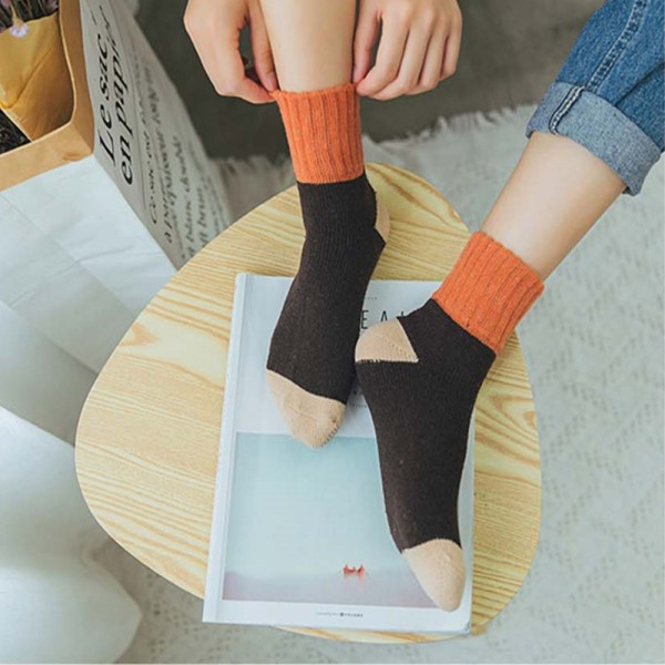 심플한 여자 학생 교복 더블컬러 투톤 중목 양말 5종