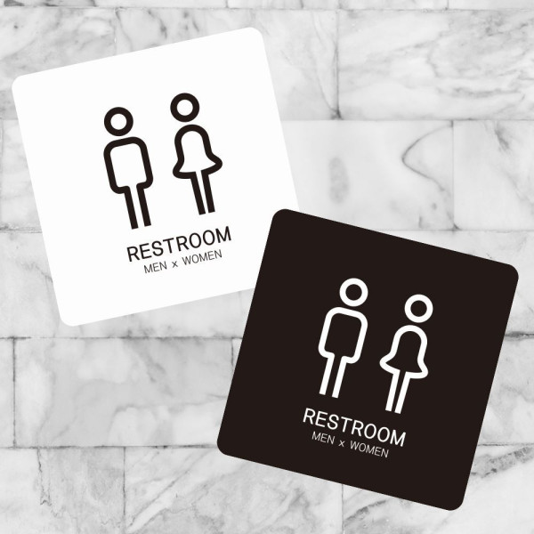 RESTROOM4 부착형 정사각 소형안내판 13x13cm 디자인문패