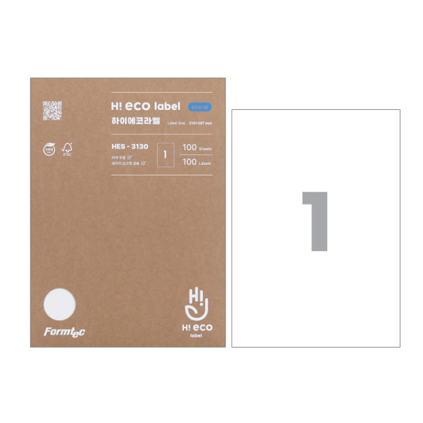 폼텍 하이에코 분류표기용라벨 HES-3130 A4 100매