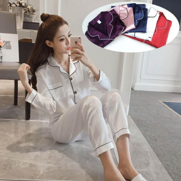 실크소재 상하의 슬립 잠옷셋트 파자마셋트 5컬러