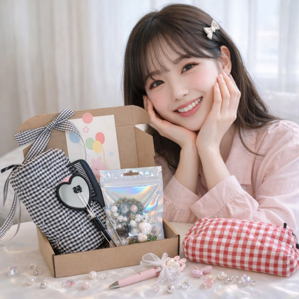 특별한 생일 선물 4종 올인원 볼펜 거울 빗 파우치 꾸미기 세트 볼꾸 키트 펜꾸 펜
