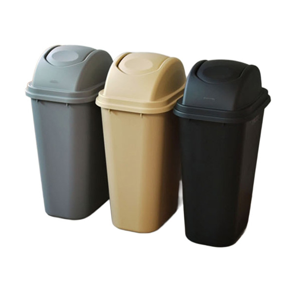 업소용 PP 스윙뚜껑 휴지통 쓰레기통 40L 베이지