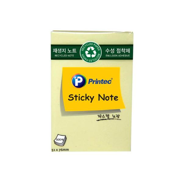 프린텍 E5176Y 스티키노트 노랑 51X76 100매