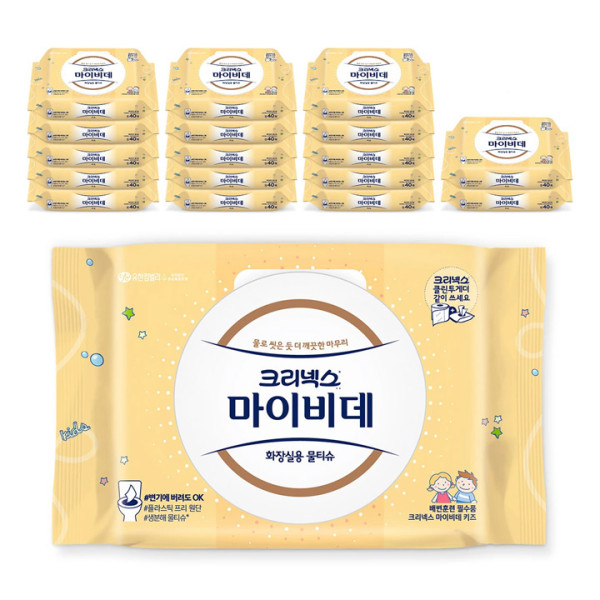 크리넥스 마이비데 키즈 캡형 40매 x 9팩 x 2