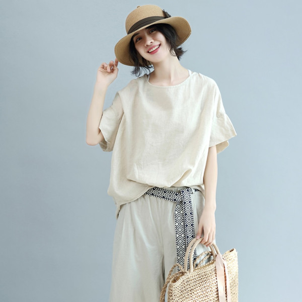 S62020 루즈핏 면 마 블라우스 통바지 코디 선택
