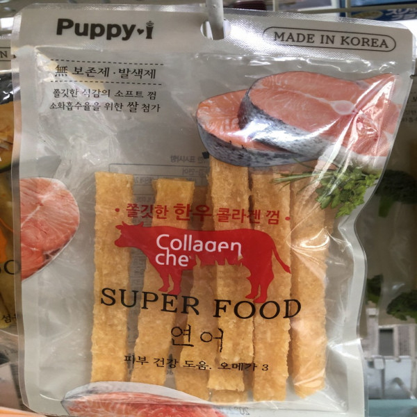 동화애견 쫄깃한 한우 콜라겐껌 연어 사료 100g