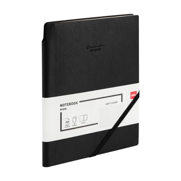 DELI EN130L 소프트 커버 양장 다이어리 A5 블랙