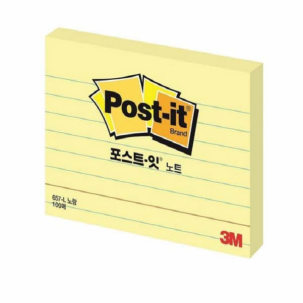 3M 포스트잇 657노랑라인(102x76mm)