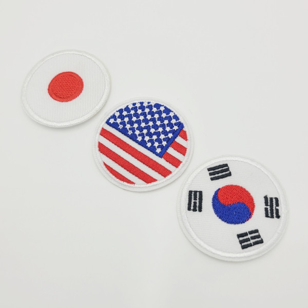 열접착 원형 국기 자수 와펜 패치