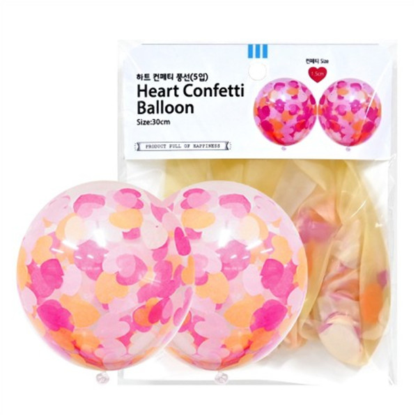 (PC) 30cm 하트 컨페티풍선 (5입)