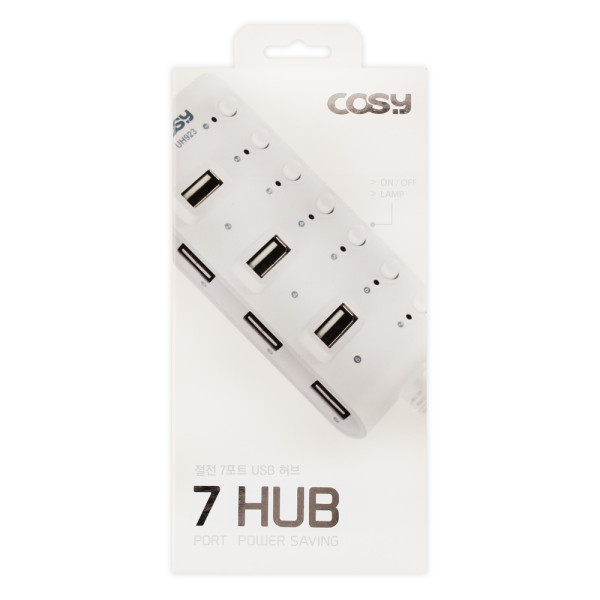 COSY 멀티허브 usb허브 절전 7포트 USB 허브 화이트
