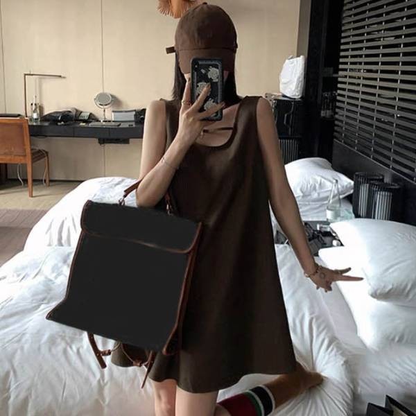 시원한 넥라인 끈 디자인 목선 자연스러운 여성스러운 무드 유넥 원피스 캐주얼 파티 모임 데일리