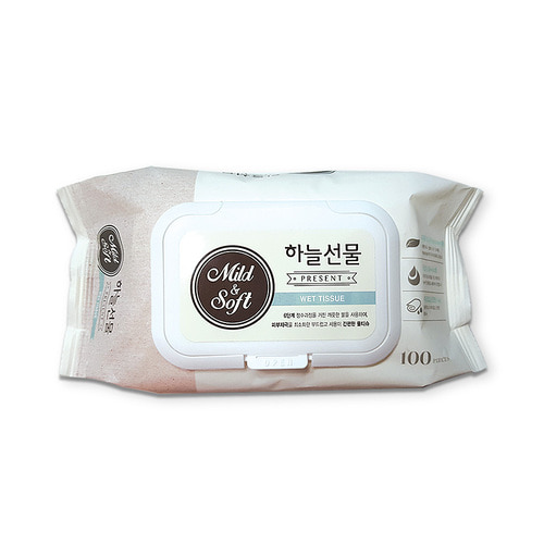 하늘선물물티슈100매 캡형 대용량물티슈 아기 유아 신생아 물티슈100매