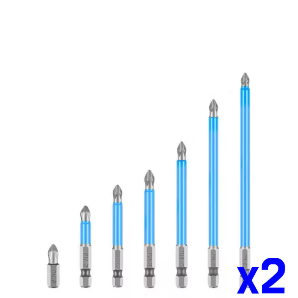 PH2 마그네트 드라이버 드릴비트 7p 육각기리 x2세트