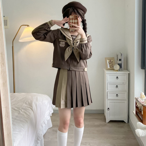 카푸치노 브라운 캣카페 마린 세라복 프레피룩 긴팔