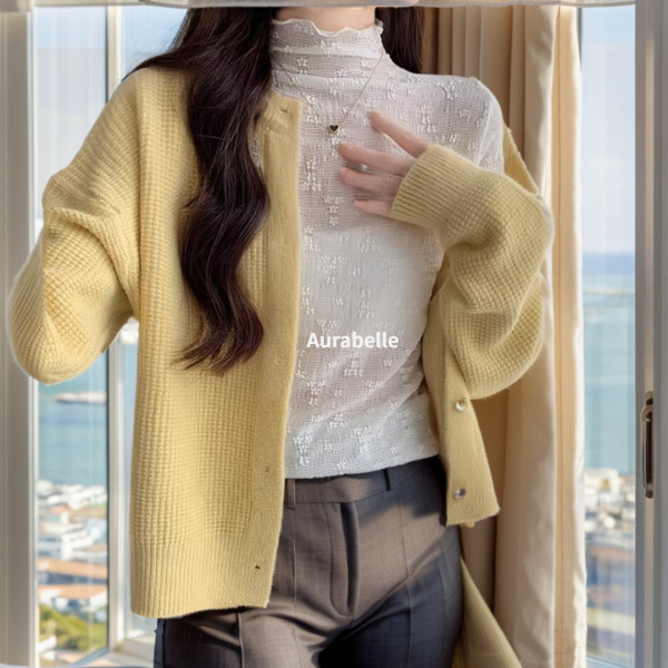 아우라벨르 아이보리 꽃별 시스루블라우스 레이스티셔츠 나시타이 브라탑 쉬폰 해변룩 정장이너