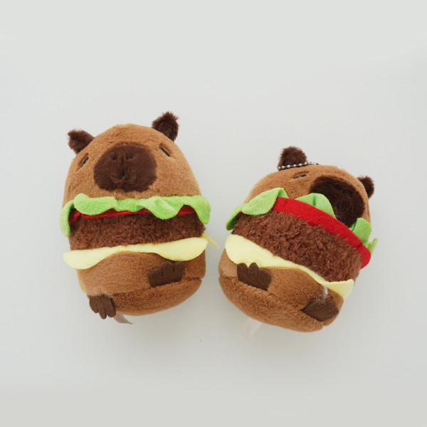 햄버거 카피바라 캐릭터 키링 인형 CAPYBARA 귀여운 동물 봉제 백팩 백참 가방 열쇠