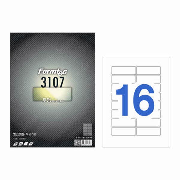 라벨지 잉크젯 투명 16칸 5매 IC-3107 폼텍