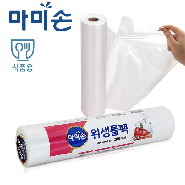 마미손 뜯어쓰는 비닐봉투 롤백 3호 200매 대30x40