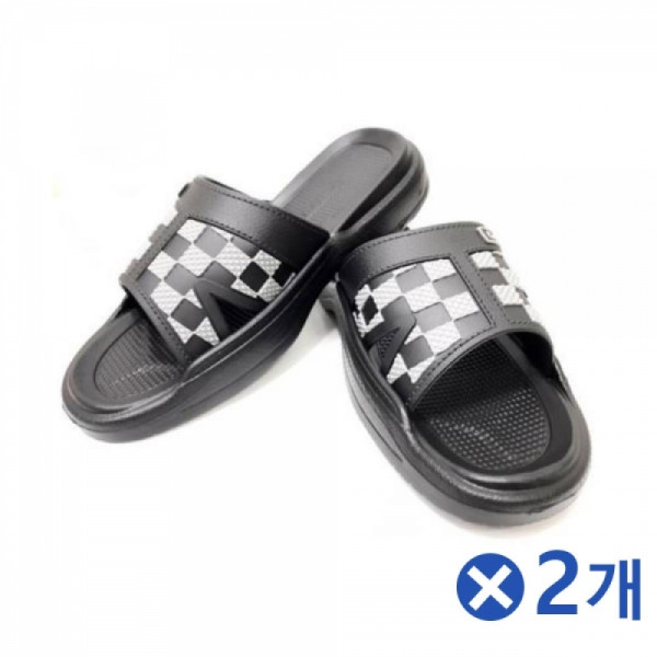 EVA소재 바둑무늬 사무실 슬리퍼 쿠션 실내화 2켤레