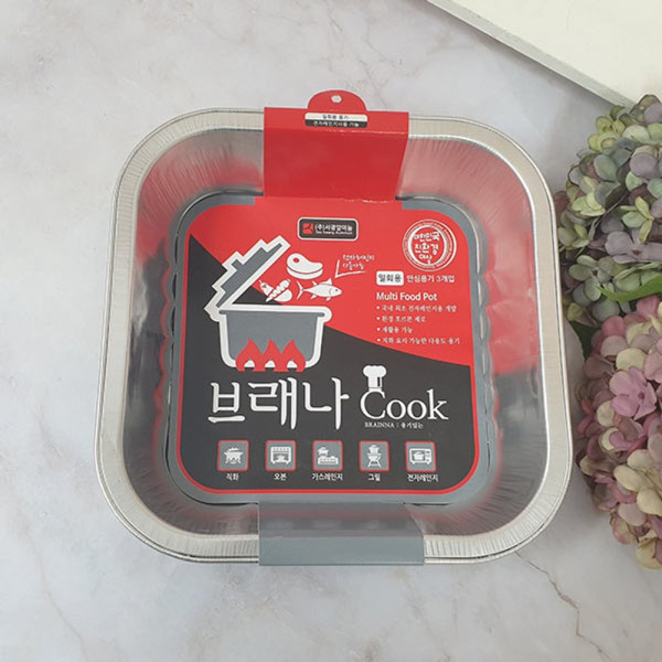 브래나 쿡 사각1500 일회용 안심용기3개입