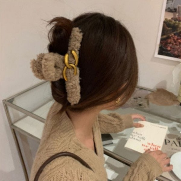 빈티지 포인트 뽀글이 집게핀 카키