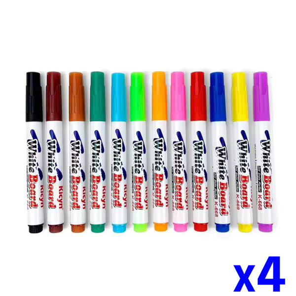 화이트 보드 칠판 칼라 마카 펜 12색 세트 x4개