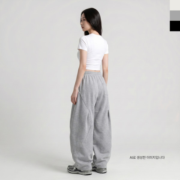 AGG 1000W 여자 벌룬핏 커브 절개 와이드 조거 트레이닝 팬츠
