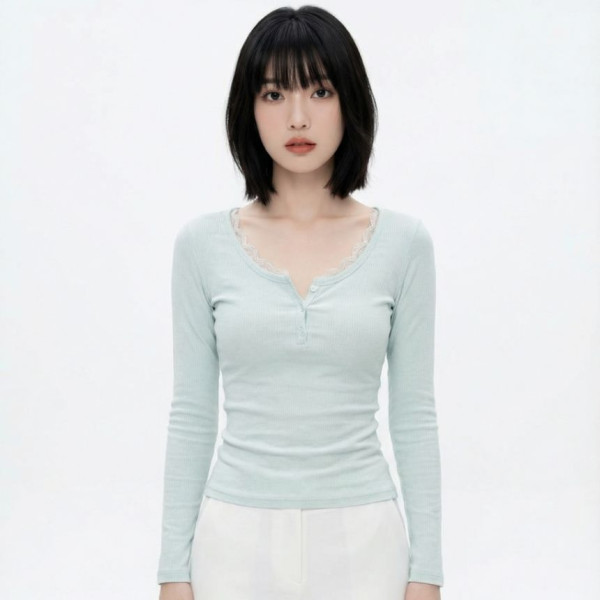 킨츠 패션 슬림핏 유넥 긴팔티셔츠 여성상의 여성의류 여성긴팔티셔츠 라운드긴팔티 봄긴팔티