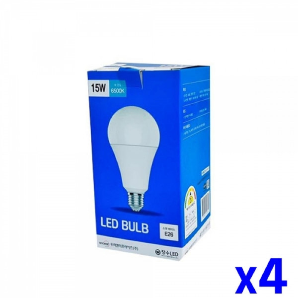 LED 전구 주광색 15W x4개 홈인테리어 조명용품 조명