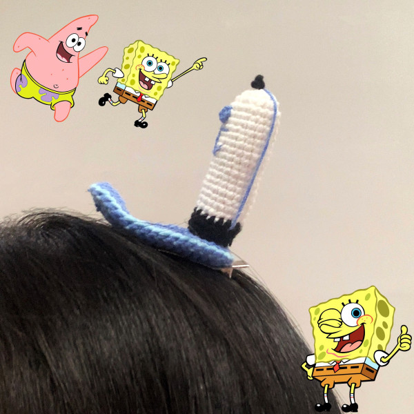 스펀지밥 스폰지 집게리아 모자 머리 헤어 핀 집게 클립 집게 미니 핀 헤어 캡 악세사리