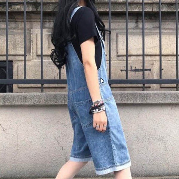 멜빵 데님 점프수트 바지 레이어드 캐주얼 큐티한 롤업 편안한 코디 팬츠 발랄한 연청 진청