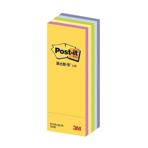 3M 포스트잇큐브노트파스텔CT-13(45장 5색상 25x76mm)