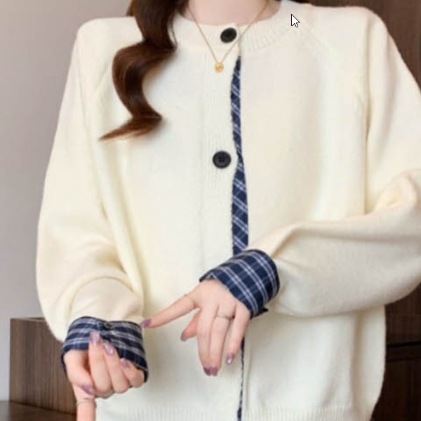 라운드넥 간절기 아우터 따뜻한 니트 감촉과 셔츠의 단정함이 어우러진 셔츠 레이어드 가디건