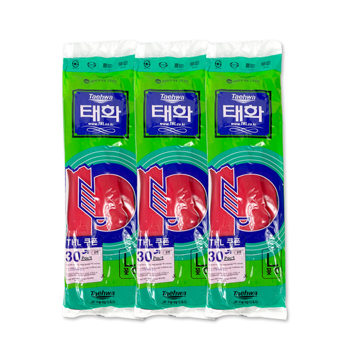 태화고무장갑대 레드 꽃밴 3개 주방고무장갑 태화 고무장갑 꽃밴L 주방장갑