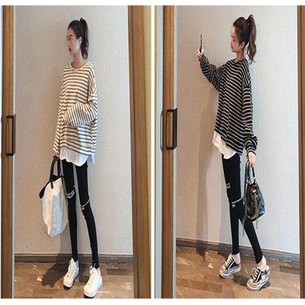 F64091 밑단패치 스트무늬 라운드티셔츠 단가라맨투맨