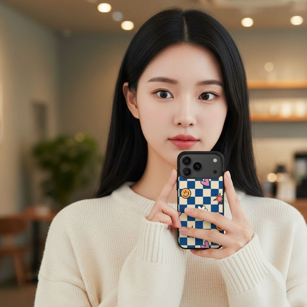 비비파이 스마일 체크보드 패턴 범퍼 케이스