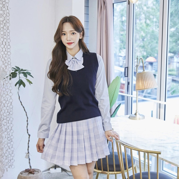 교복몰 하늘체크 스커트 리본타이 SET 교복 학생복