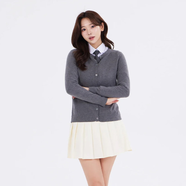 베이직 크림 테니스 스커트 치마 교복 학생복