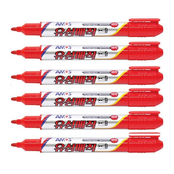 아모스 유성매직 적 (12EA)(1-2mm 적색 12EA)